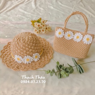 SET TÚI MŨ MÓC HANDMADE HOA CÚC CHO MẸ