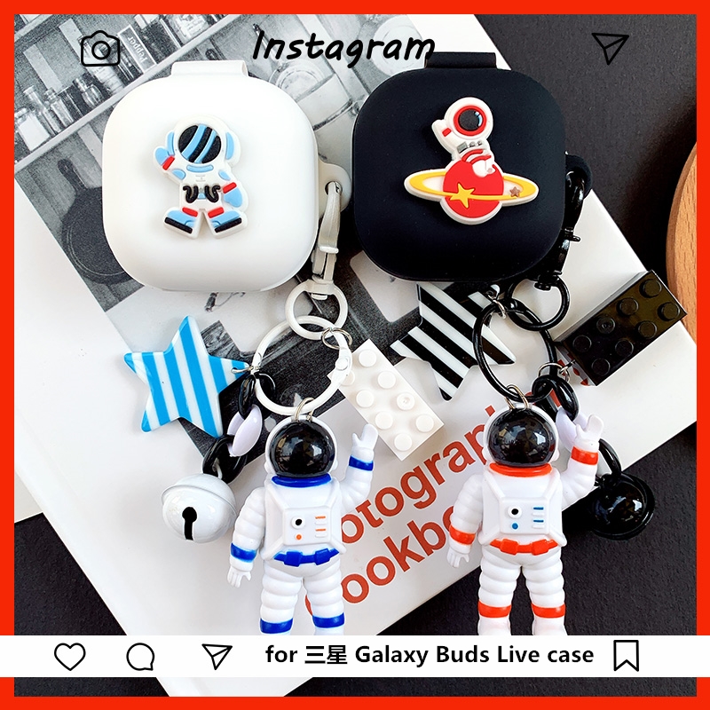 Samsung Galaxy Buds Live / Buds Pro / Buds 2 Case Hộp đựng tai nghe chống ồn không dây bằng silicone họa tiết phi hành gia vũ trụ cho SAMSUNG GALAXY BUDS LIVE