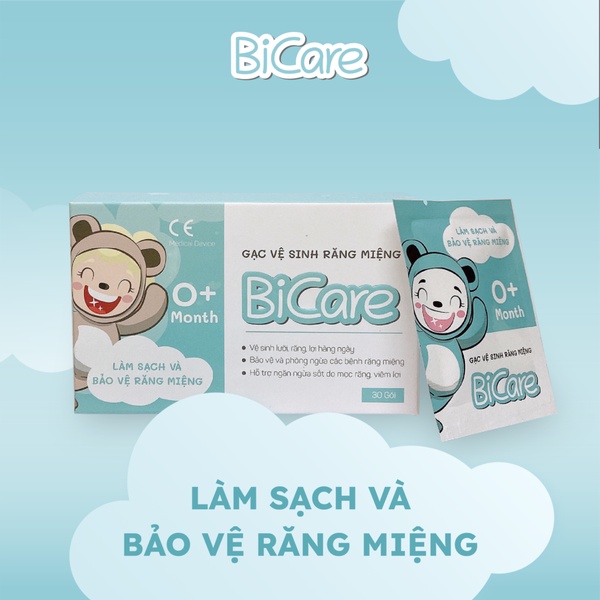 Gạc vệ sinh răng miệng Bicare / Rơ lưỡi Bicare cho bé (30 gói)