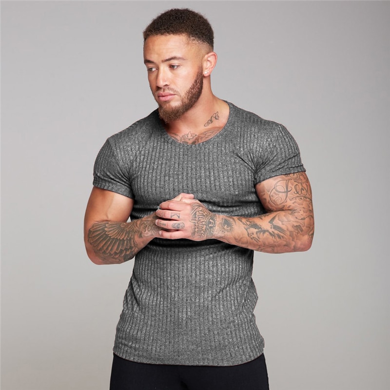 Áo thun cotton thể thao nam ngắn tay thể hình cơ bắp thời trang mùa hè Hip Hop mở rộng