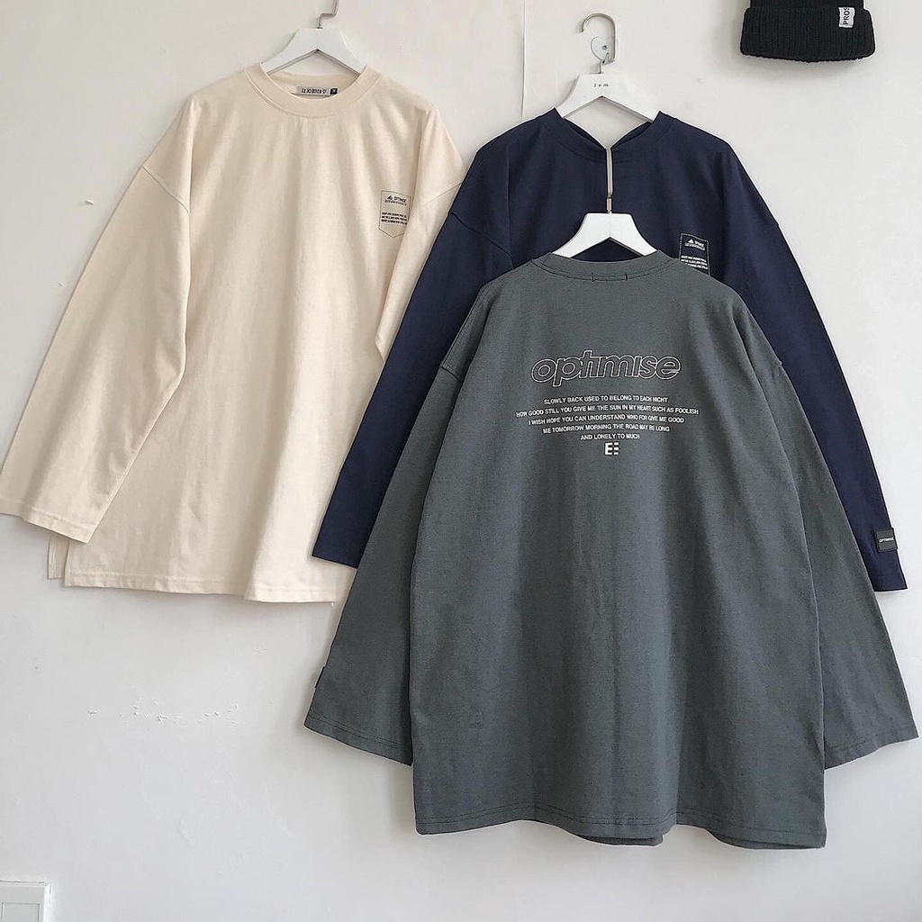 Áo Thun Nữ Dài Tay Áo Phông Nữ Form Rộng Chất Liệu Cotton Basic Phong Cách Hàn Quốc Form Rộng Màu Xanh Màu Be IMISS 1949