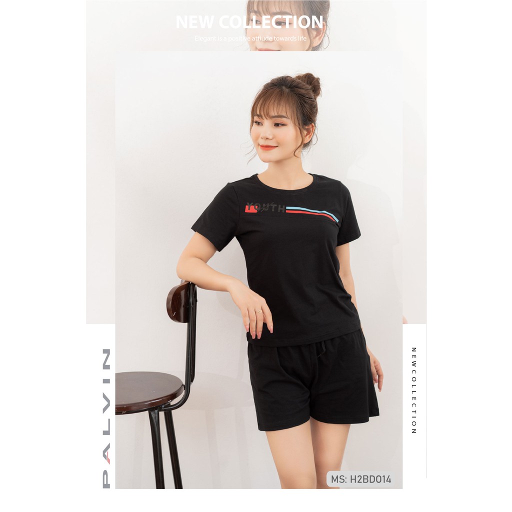 Đồ bộ thun cotton PALVIN, đồ bộ nữ đẹp, mặc nhà, mặc tập - H2BDO14