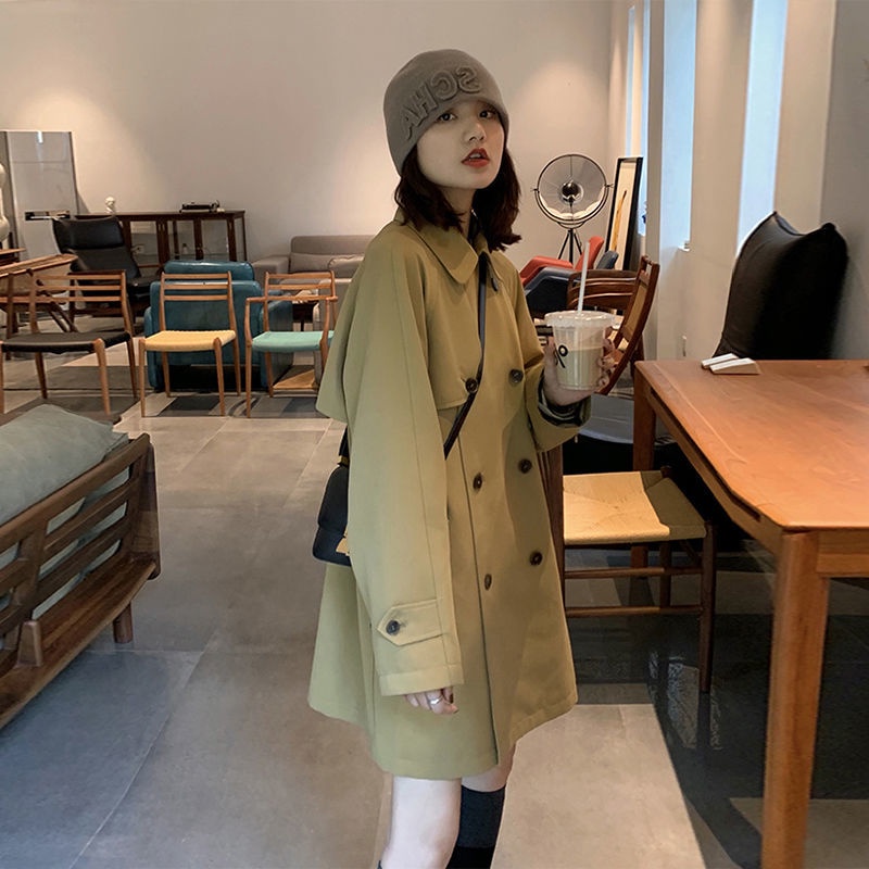 [Spot] Áo Khoác Kaki Dáng Dài Vừa Thời Trang Xuân Thu Phong Cách Hàn Quốc Đơn Giản Dễ Phối Đồ Cho Nữ