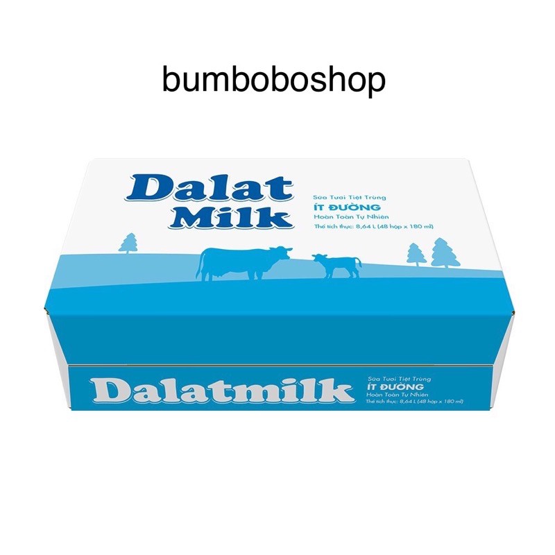Thùng sữa Dalat milk có đường/ít đường/ko đường hộp 180ml