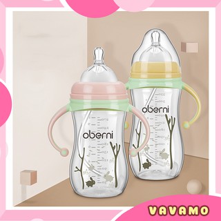 Bình bú cho bé oberni chống sặc cổ rộng có tay cầm tiện dụng 270ml DS07