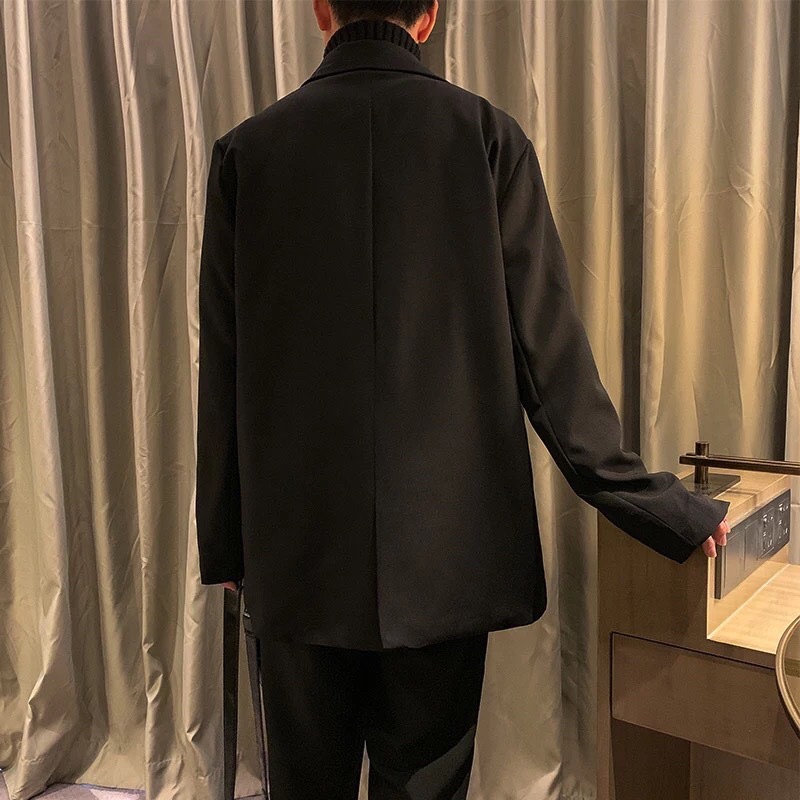 Áo Khoác Blazer Nam Nữ From Rộng, Dài Tay Thời Trang Unisex Basic Cổ Vest, Phong Cách Hàn Quốc V4 Cút