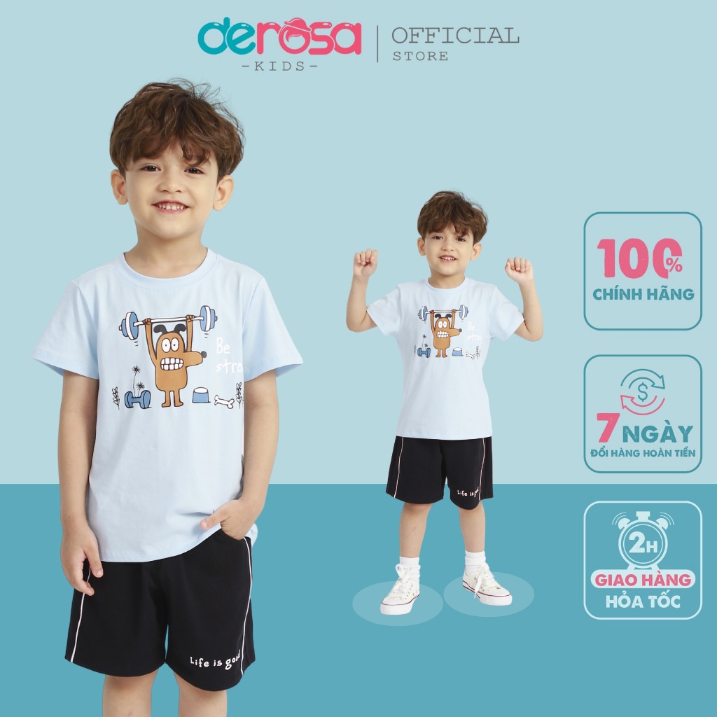 Quần đùi bé trai DEROSA KIDS chất liệu cotton 3 - 8 tuổi ASKD023Q