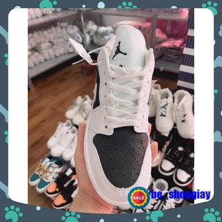 Giày jordan cổ thấp trắng đen pan da bản mới, Giày sneaker thấp thấp cổ trắng đen full box