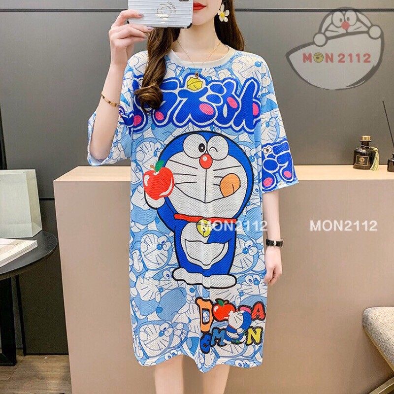 Đầm Doraemon Doremon thun lạnh freesize 40-60kg