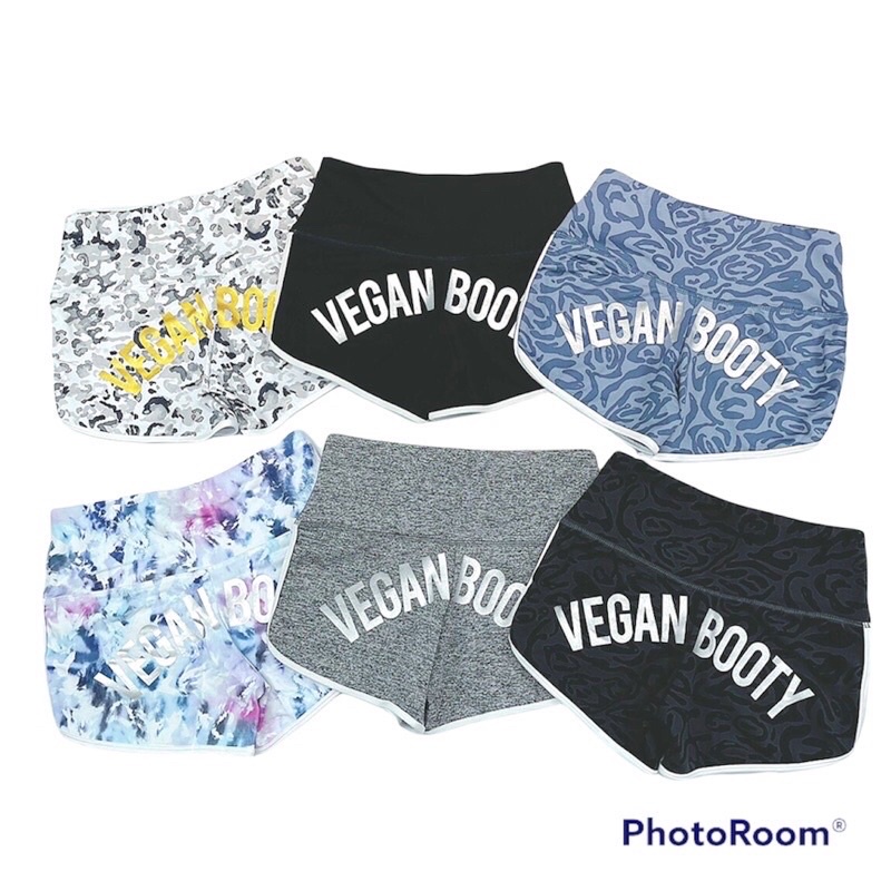 Quần đùi short ôm tập gym yoga VEGAN BOOTY, chất thun poly cotton co dãn 4 chiều, form ôm eo nâng mông