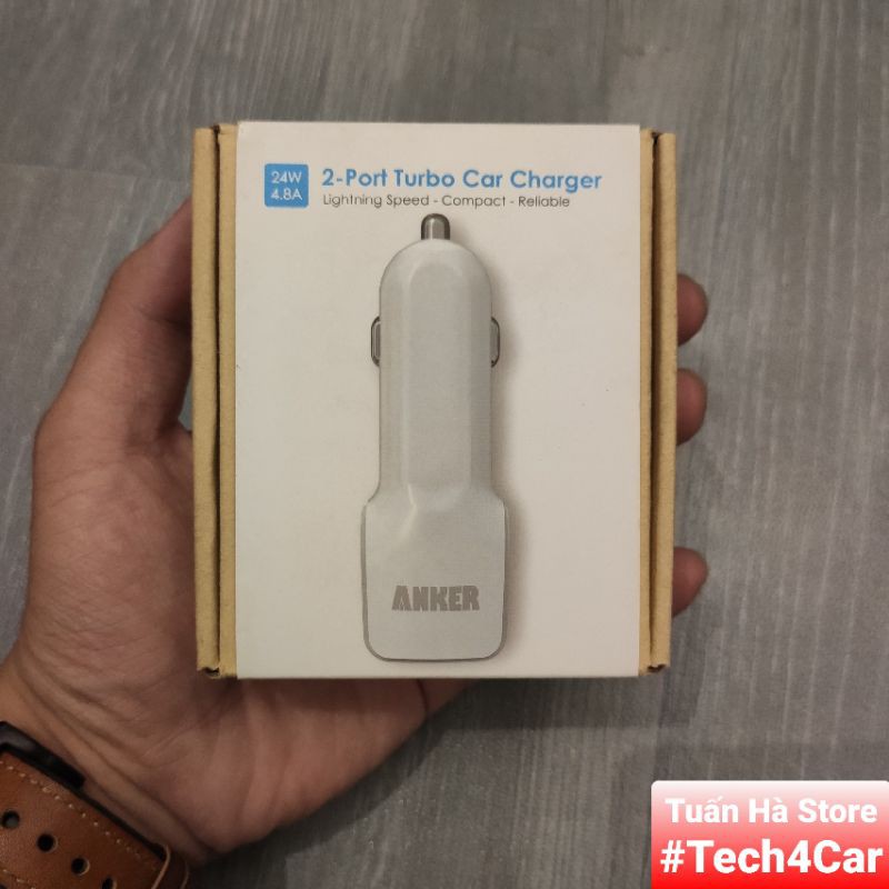 Tẩu sạc nhanh ô tô xe hơi 24W Anker 2 cổng USB, A2310,  71AN24 cho Apple, Samsung, Xiaomi