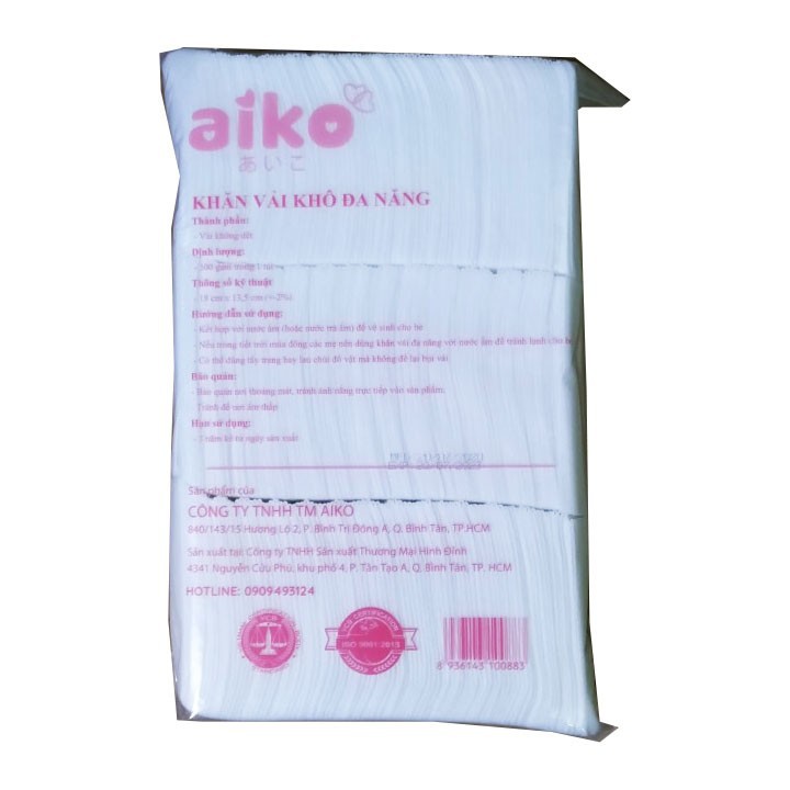 Khăn vải khô đa năng AIKO Dạng túi 300g (Chú chó Ailko)