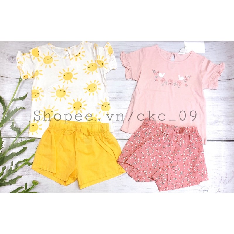 Sẵn set quần áo vàng/ hồng cho bé gái HM UK