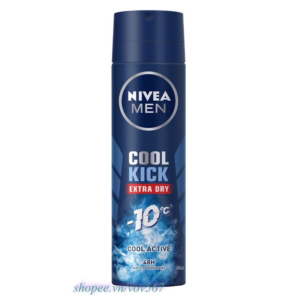 Xịt khử Mùi Nam nivea Mát Lạnh Cool Kick 150ml 100% chính hãng, vov567 cung cấp và bảo trợ.