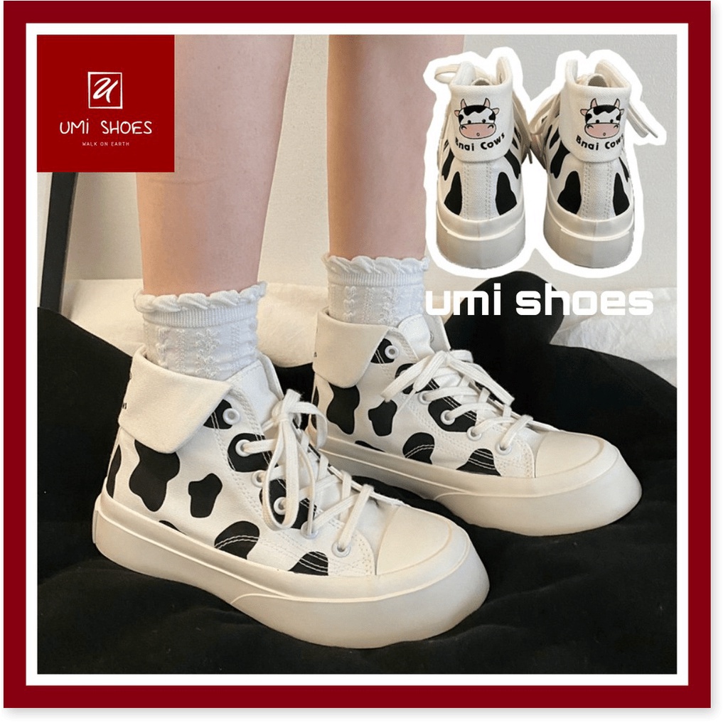 | TOP SHOES | 🌸 Giày thể thao cao cổ bò sữa buộc dây cá tính năng động trẻ trung hot mới đẹp đế bánh mì cao 4cm ulzzang