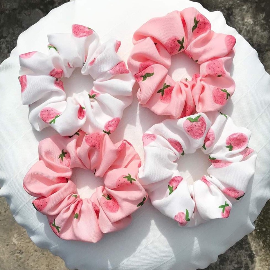 Scrunchies Buộc Tóc Nhiều Họa Tiết Cute