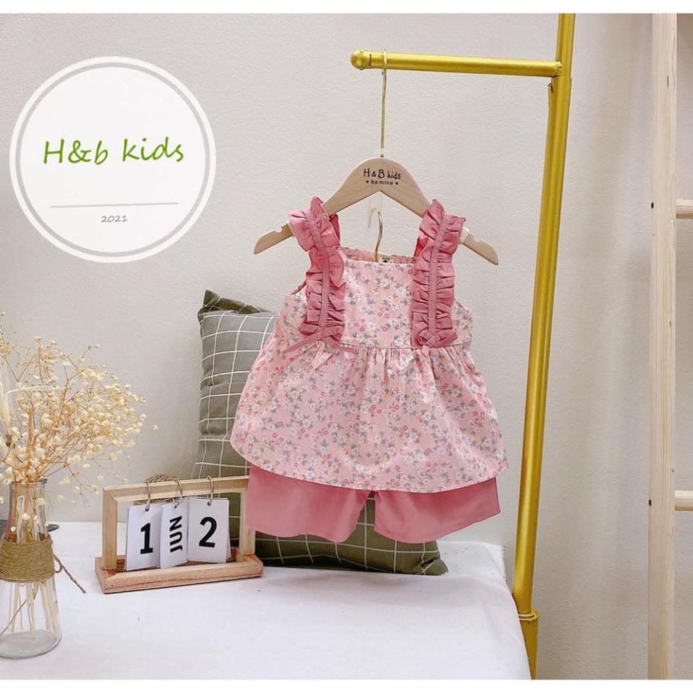 [Cao cấp] Set váy áo hoa nhí 2 dây vải thô mềm, set trang phục set cho bé gái từ 8-20kg - Mon Kids