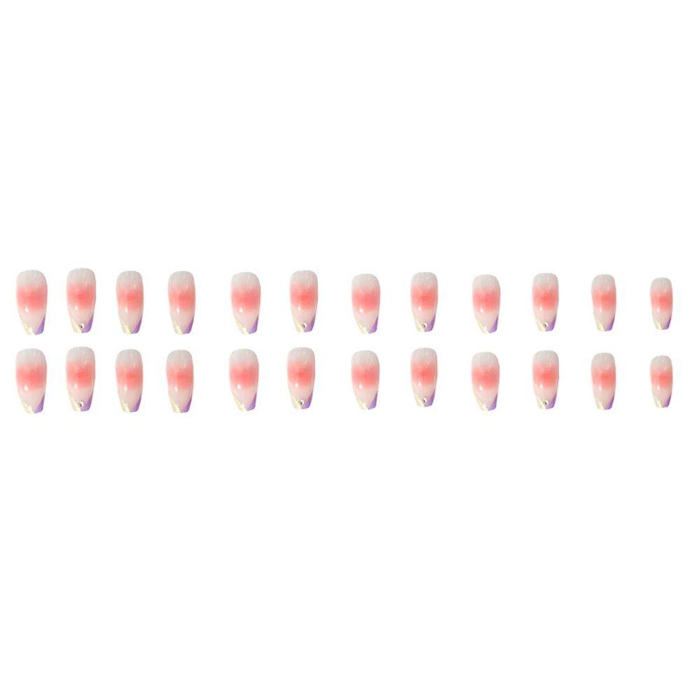 MIHAN1 Hộp 24 Móng Tay Giả Che Phủ Toàn Diện Đính Kim Cương Giả