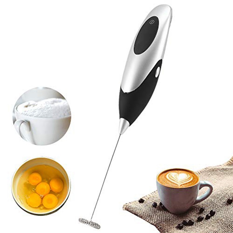 Mini Handheld Electric Coffee Mixer Frother Automatic Milk Beverage Foamer Cream Whisk Cooking Stirrer Egg Beater,Black