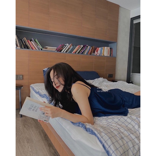Set 2 Dây Trắng Đũi Bèo Chân Nữ Bộ Ngủ Quần Đũi Ống Rộng, áo thun Đũi mát mặc ở nhà bánh bèo Ulzzang