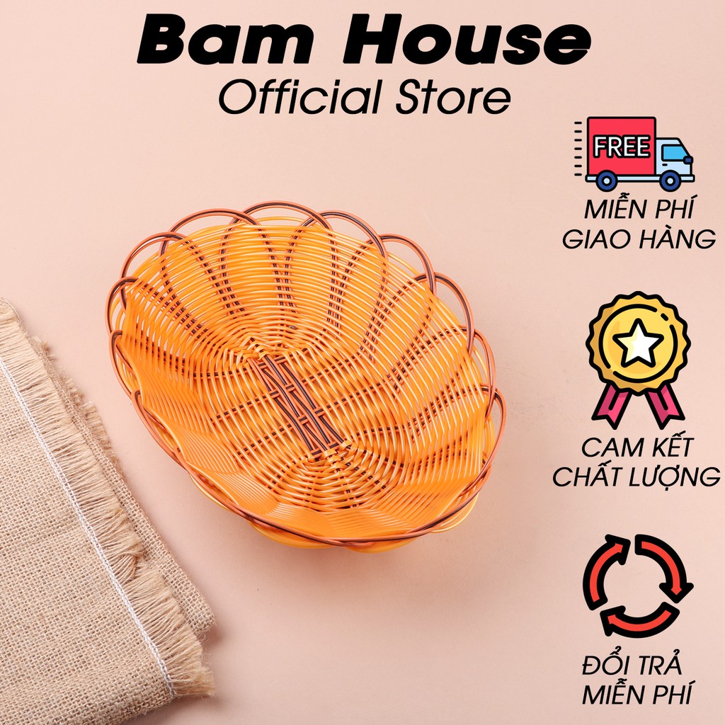 Rổ nhựa mây đựng rau củ quả và trái cây Bam House dạng oval kích thước lớn cao cấp RM02 – Gia dụng bếp