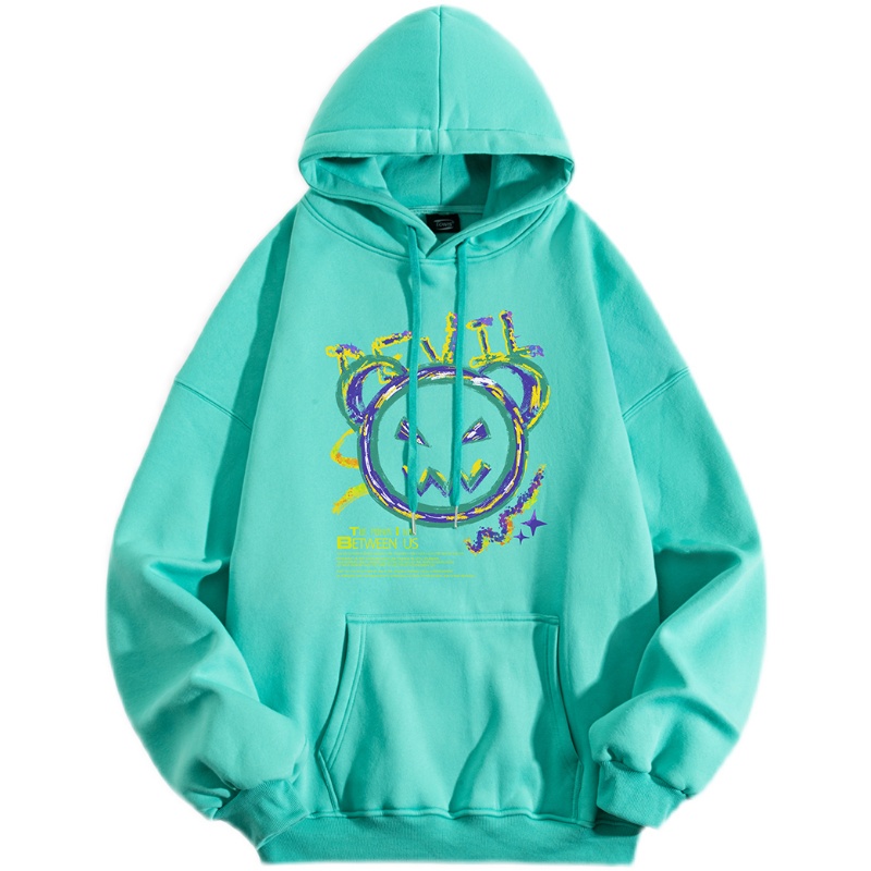 Áo khoác tay dài có nón in hình mặt quỷ cá tính cho nam