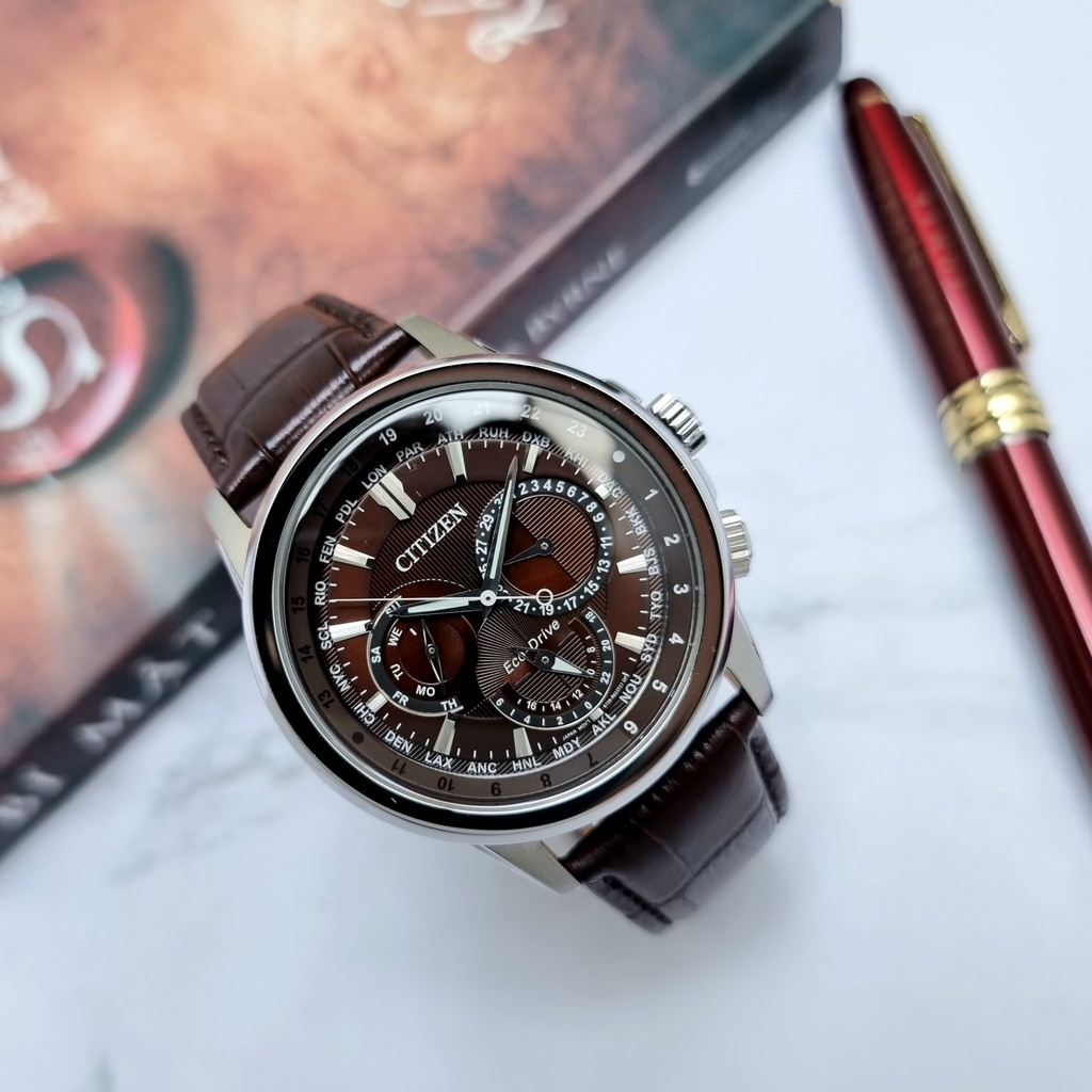Đồng Hồ Nam Citizen BU2020-29X Eco-Drive Dây Da Nâu Mặt Nâu