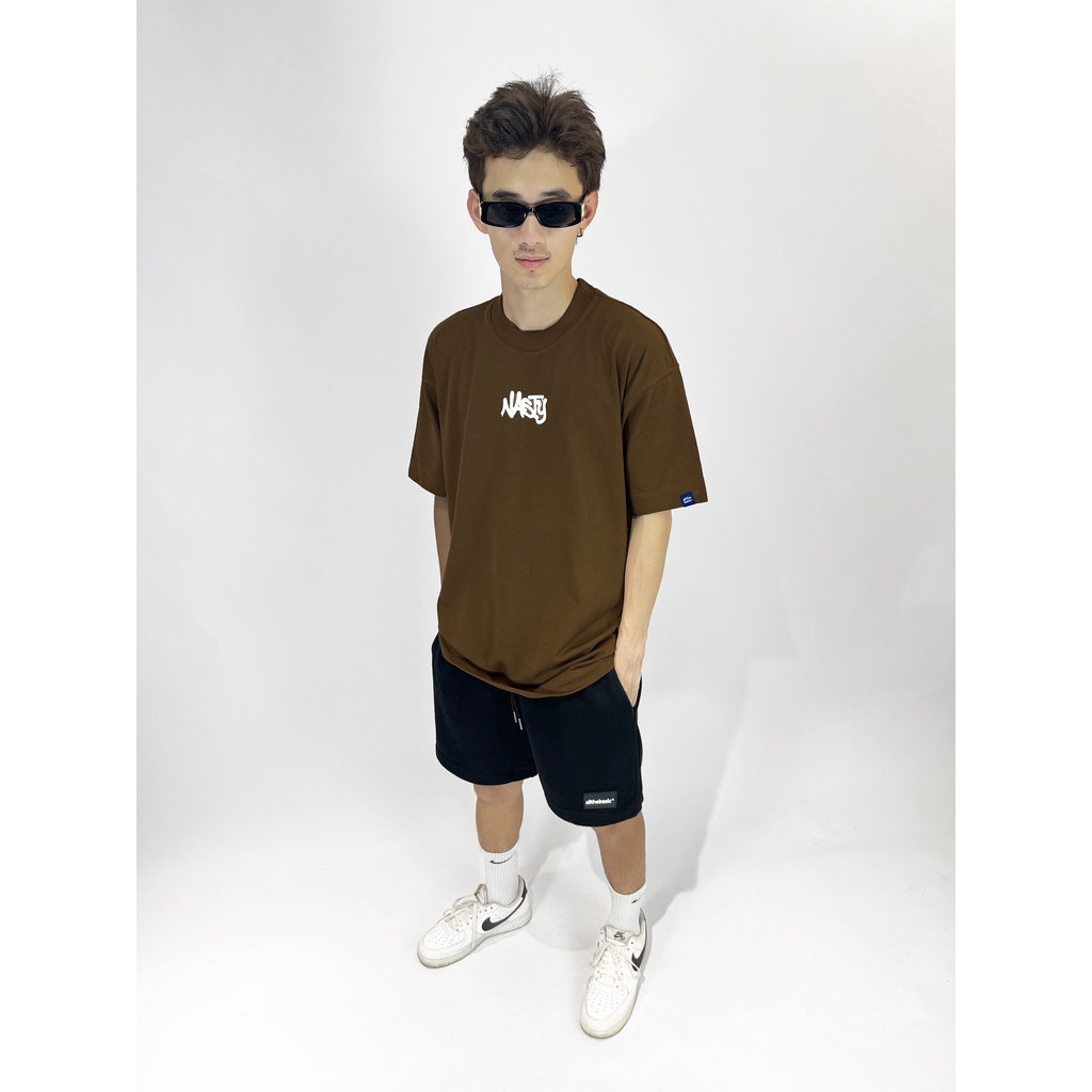 Áo Thun All The Basic - In Nổi - Nasty collection - Nâu - vải 250g