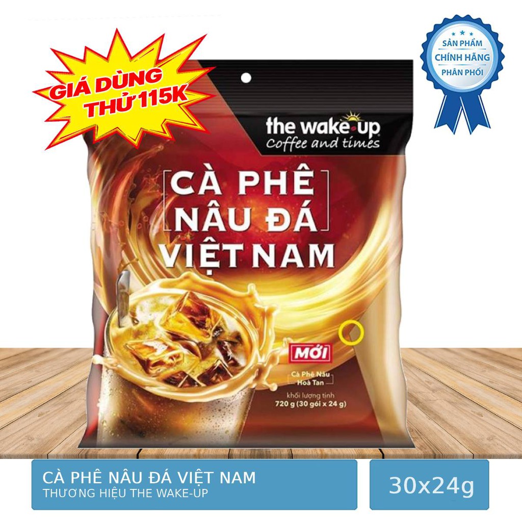 Bịch 30 Gói Cà Phê Nâu Hòa Tan Nâu Đá Việt Nam Thương Hiệu Wakeup 24g/Gói | BigBuy360 - bigbuy360.vn