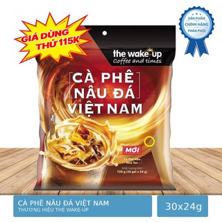 Bịch 30 Gói Cà Phê Nâu Hòa Tan Nâu Đá Việt Nam Thương Hiệu Wakeup 24g/Gói