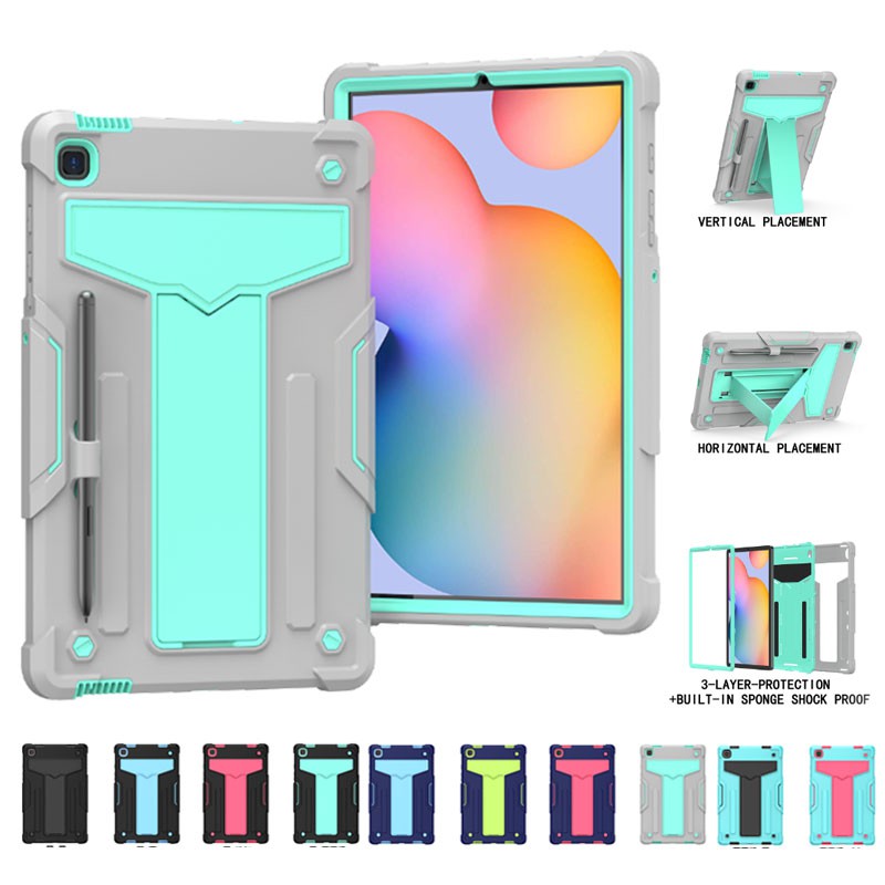 Ốp Máy Tính Bảng Bằng PC Cứng + Giá Đỡ Hình Chữ T Chống Sốc Cho Samsung Galaxy Tab S6 Lite 10.4 P610 P615 P613 P619