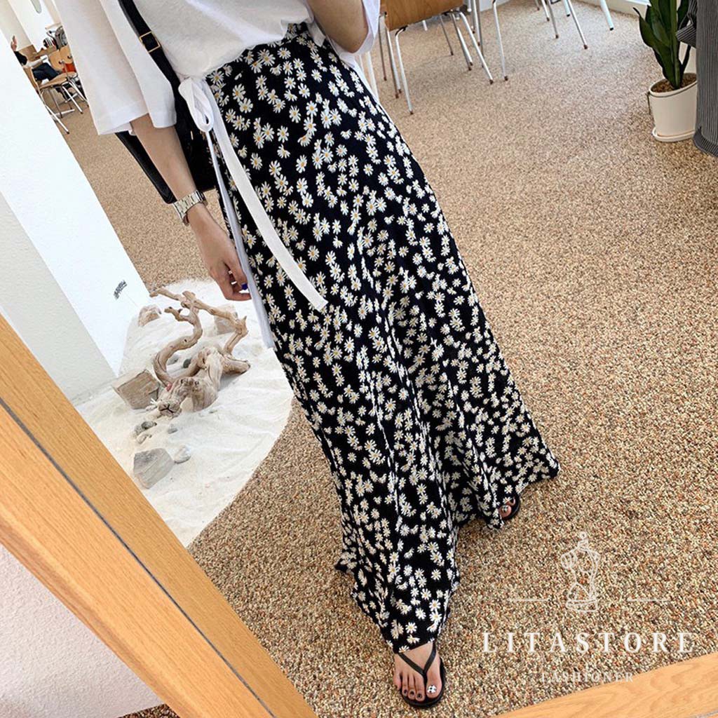 Chân váy dài hoa nhí vintage thời trang -LITASTORE | BigBuy360 - bigbuy360.vn