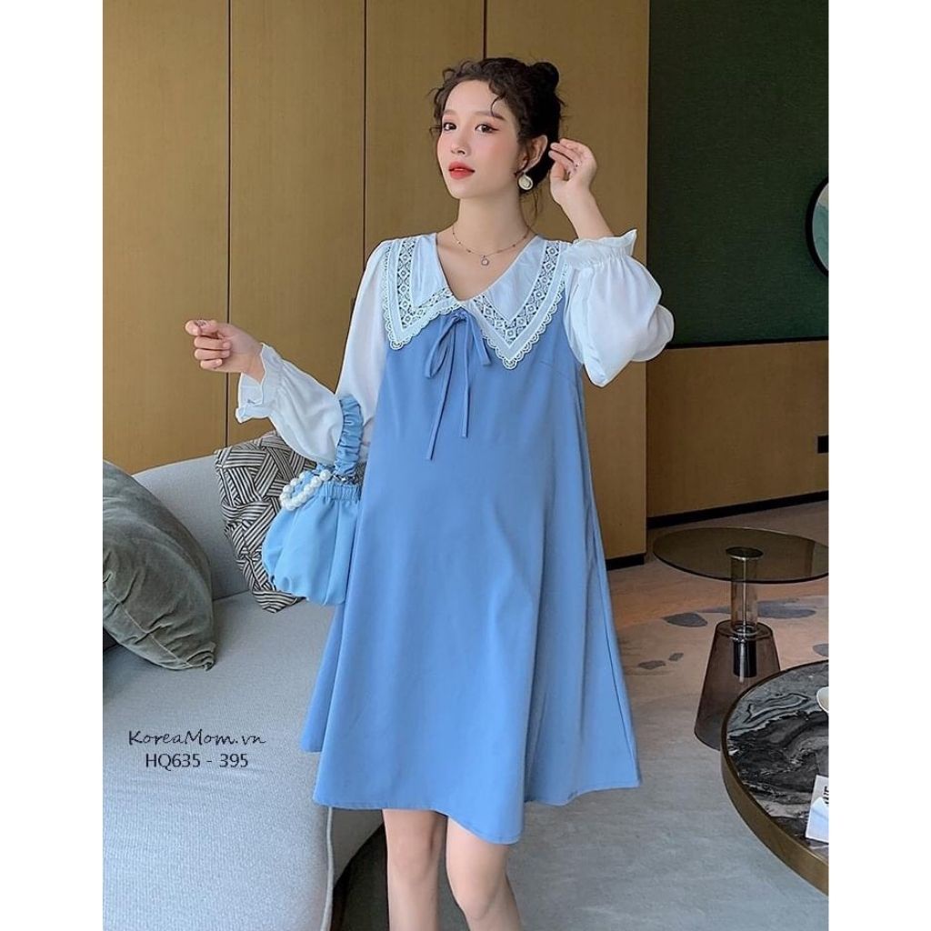 Đầm bầu dài tay M179 chất cát hàn thời trang thiết kế freesize từ 45 đến 70kg