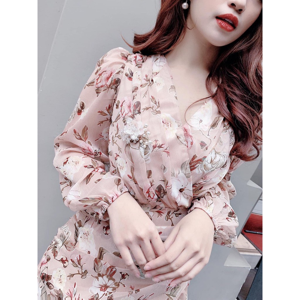 Đầm Nữ Lụa Cổ V Xếp Tầng Thời Trang Nữ Sam Closet Free Size 40-55kg | BigBuy360 - bigbuy360.vn