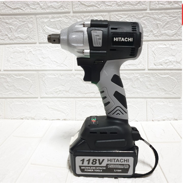 [CHÍNH HÃNG] Máy siết bulong vặn ốc Hitachi 118V - 2 Pin - 100% ruột đồng - tặng bộ chuyển đổi khoan cao cấp và 5 khẩu t