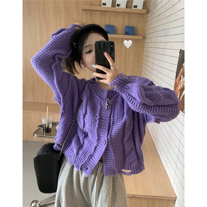 Áo Cardigan Dệt Kim Dáng Rộng Thời Trang Mùa Thu Cho Nữ