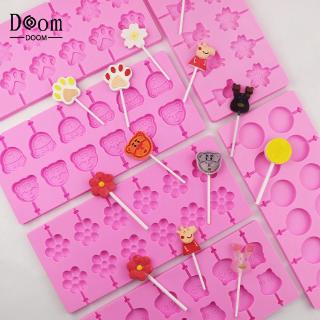 Set 12 Khuôn Làm Kẹo Lollipop Kèm 20 Que Nhựa