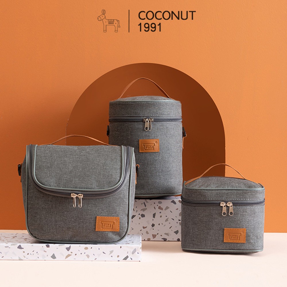 Túi đựng cơm giữ nhiệt We Young vải Oxford cao cấp, kiểu dáng tối giản, sáng trọng, túi đựng cơm tròn có quai đeo chéo