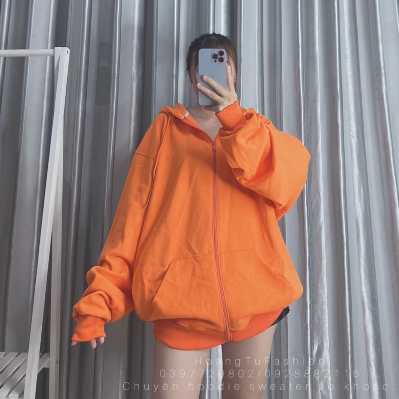 Áo khoác hoodie nỉ bông Màu Cam 🍊 M601