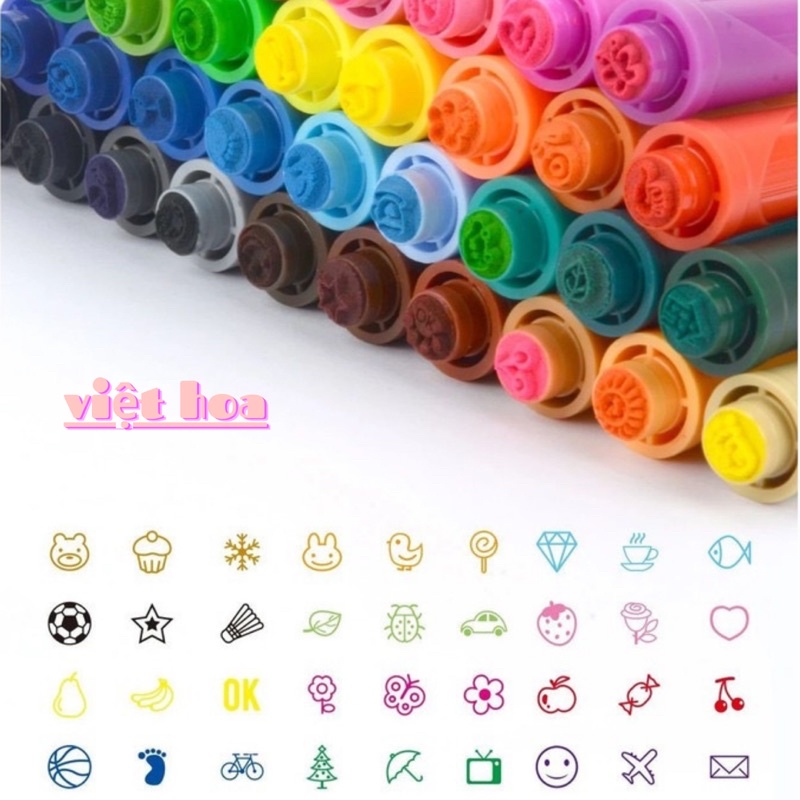 Bút màu dạ đầu hình con dấu 12/18/24/36 màu RUI