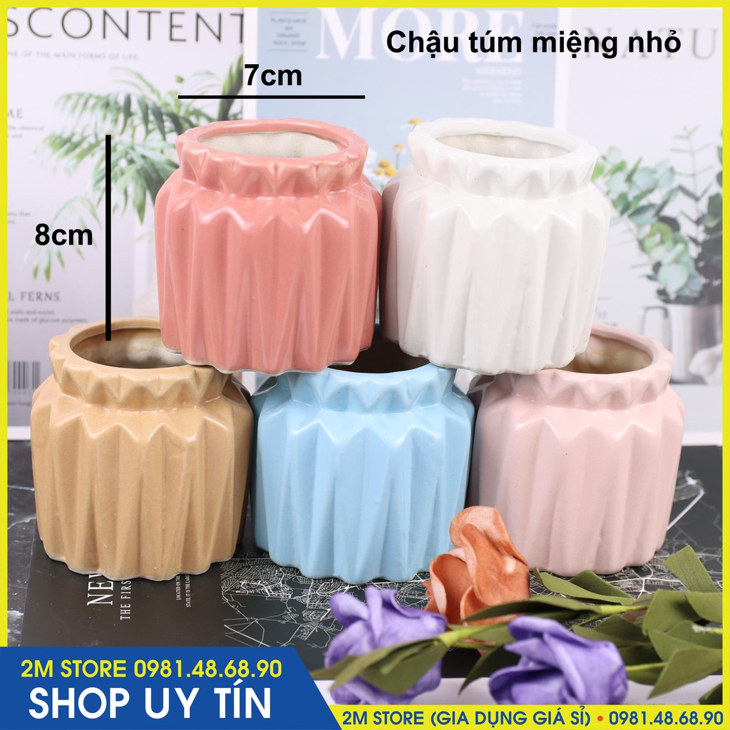 [Mã LIFE10K15 giảm 10K đơn 20K] (CHỌN SIZE) Chậu Sứ Bát Tràng Trồng Cây Cảnh, Sen Đá, Xương Rồng Kiểu Túm Miệng