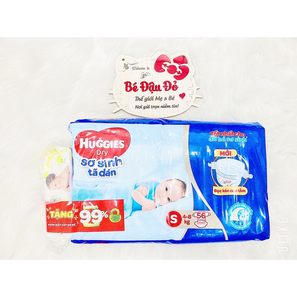 Tã dán Huggies size S 4-8kg 56 miếng tặng khăn ướt