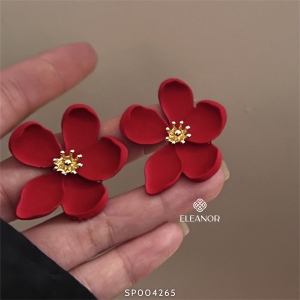 Bông tai nữ chuôi bạc 925 Eleanor Accessories hình bông hoa bản to phụ kiện trang sức 4265