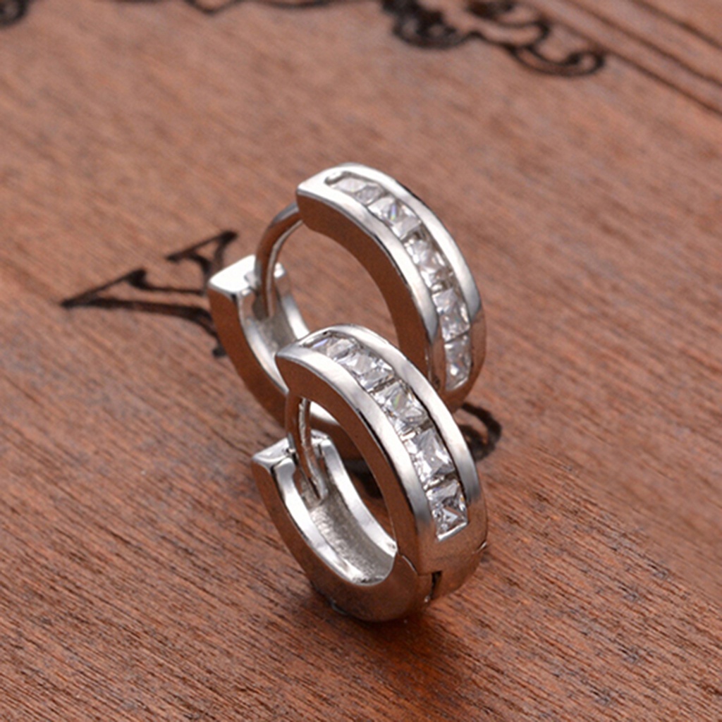 Khuyên tai đính đá kiểu dáng đơn giản thanh lịch dành cho nữ