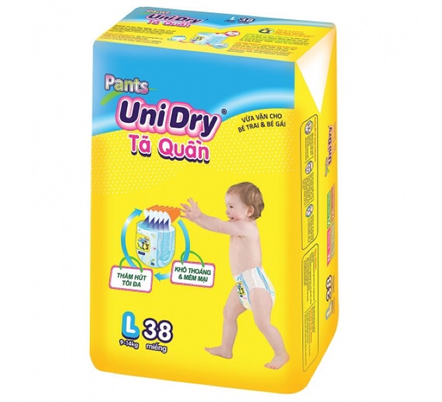 Tả quần Unidry gói đại tặng kèm khăn giấy ướt 80tờ size M42 L38 XL34 XXL30