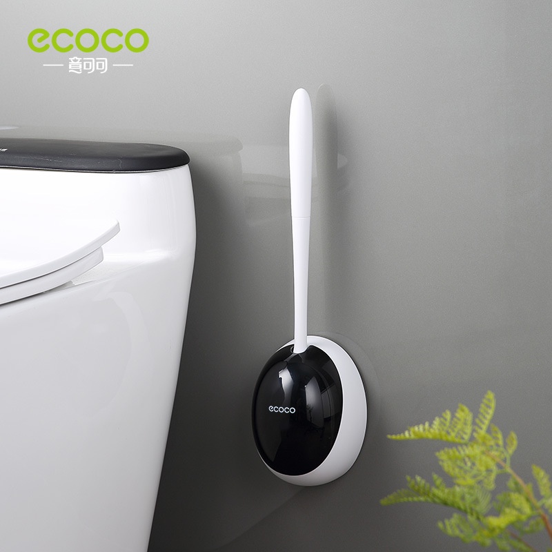 Bộ Dụng Cụ Bàn Chải Cọ WC Nhà Vệ Sinh Dán - Đóng Mở Tự Động - Dán không cần khoan ECOCO
