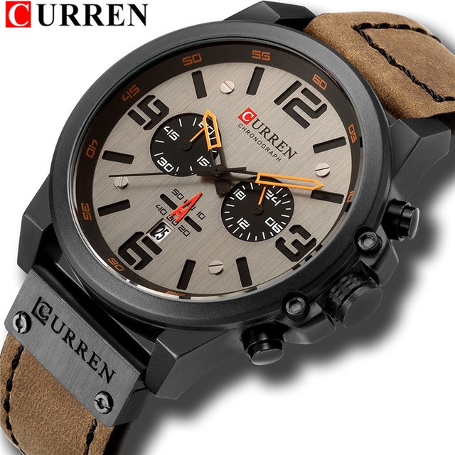 Đồng Hồ Quartz Đeo Tay CURREN Dây Đeo Chất Liệu Da Kháng Nước Thời Trang Cho Nam 8314