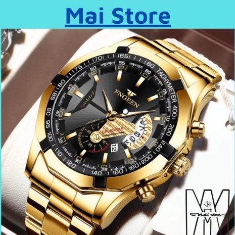 Đồng hồ nam đeo tay đẹp FNGEEN S001 chính hãng kiểu dáng mạnh mẽ nam tính, dây thép không gỉ, bền đẹp