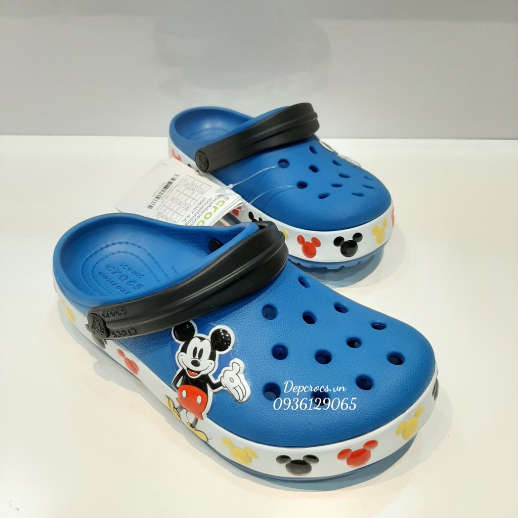 Dép sục crocs trẻ em mickey xanh dương 3D cao cấp, dép cross bé trai bé gái tặng kèm jibbitz - Crocshouse