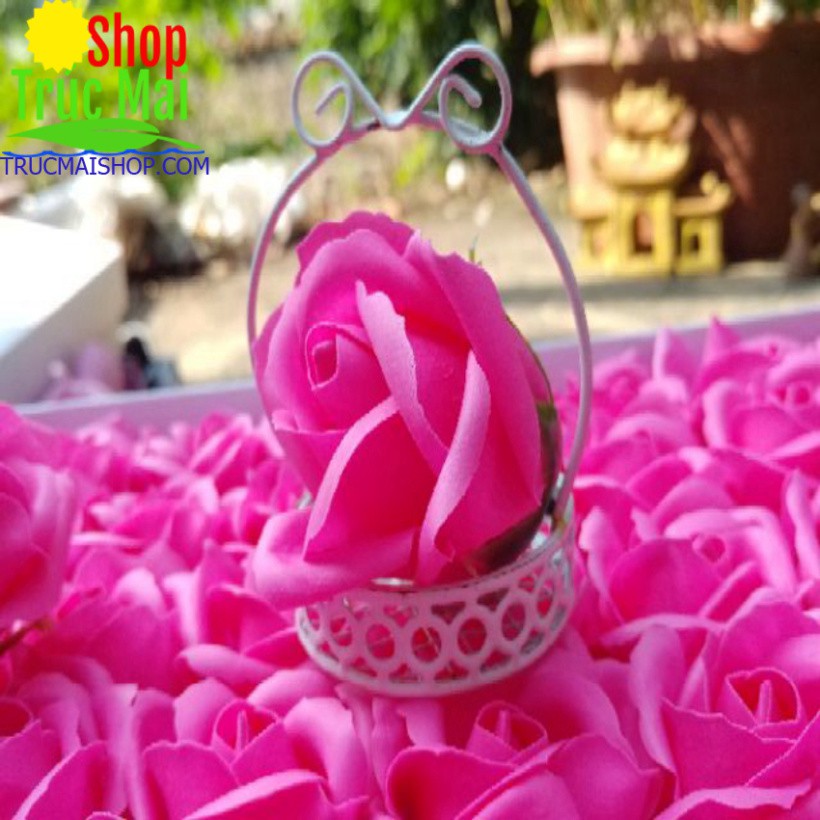 Đầu bông hoa hồng nhân tạo giống thật 99%